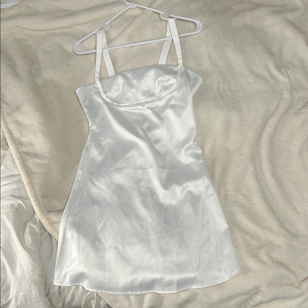 Elegant White Satin Dress